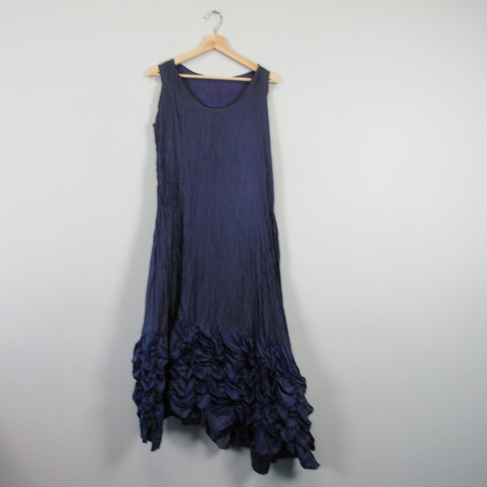 Lee Andersen Asymmetric Maxi Dress S Purple Ruffle Whimsigoth Lagenlook 254
